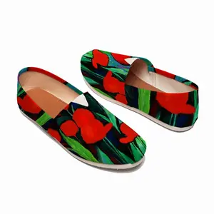 Men Red Tulips Flat Shoes