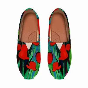 Men Red Tulips Flat Shoes