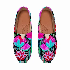 Men Pink Tulips Flat Shoes