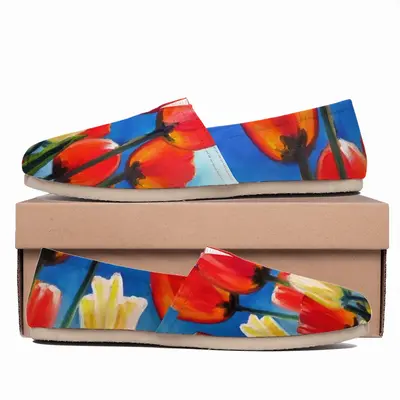 Men Wild Tulips On Spring Sky Flat Shoes