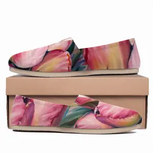 Men Pink Tulips Flat Shoes