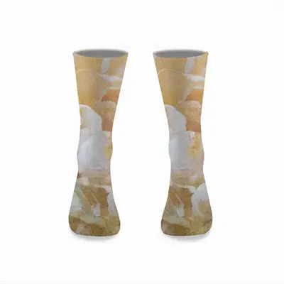 Gold Flower Mid-Calf Socks