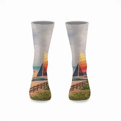 Sailboat On Miami Beach Mid-Calf Socks