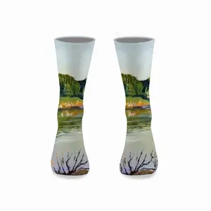 Shallow Pond Landscape Mid-Calf Socks