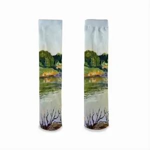 Shallow Pond Landscape Mid-Calf Socks