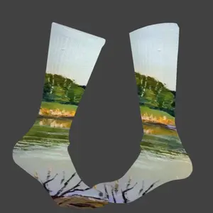 Shallow Pond Landscape Mid-Calf Socks