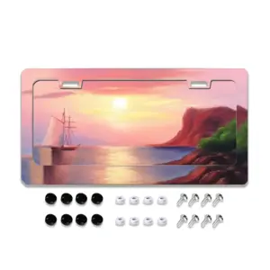 Red Sea Sunset License Plate Frame (Flat Hole)