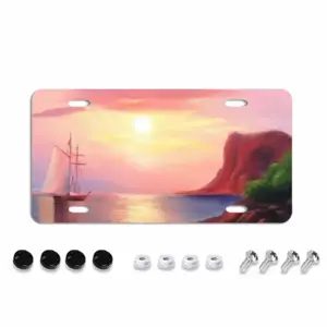 Red Sea Sunset License Plate Frame (Flat Hole)