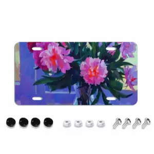 Peonies License Plate Frame (Flat Hole)