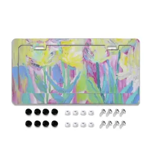 Tulips-2 License Plate Frame (Flat Hole)