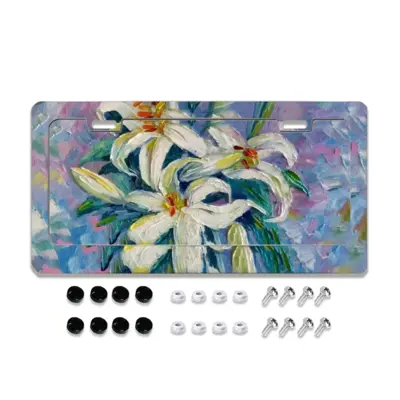 Lilies License Plate Frame (Flat Hole)