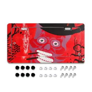 Buenos Dias Amigo - Red Skull Dead Halloween Mexico Muertos Calavera Catrina License Plate Frame (Flat Hole)