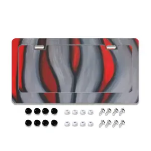 Red Flower License Plate Frame (Flat Hole)