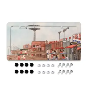 Coney Island Boardwalk New York City License Plate Frame (Flat Hole)