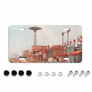 Coney Island Boardwalk New York City License Plate Frame (Flat Hole)