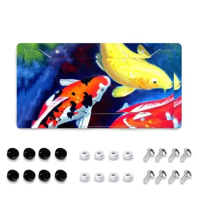 Koi Fish In The Pond License Plate Frame (Four-Hole)