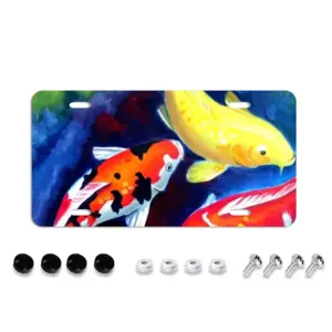 Koi Fish In The Pond License Plate Frame (Four-Hole)