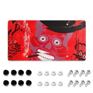 Buenos Dias Amigo - Red Skull Dead Halloween Mexico Muertos Calavera Catrina License Plate Frame (Four-Hole)