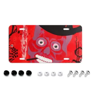 Buenos Dias Amigo - Red Skull Dead Halloween Mexico Muertos Calavera Catrina License Plate Frame (Four-Hole)