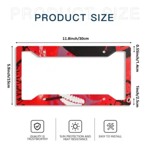 Buenos Dias Amigo - Red Skull Dead Halloween Mexico Muertos Calavera Catrina License Plate Frame (Four-Hole)