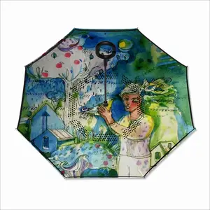 Boy With Bird Reverse Umbrella