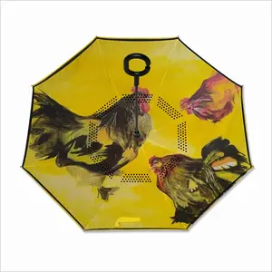 Rooster And Chickens Reverse Umbrella