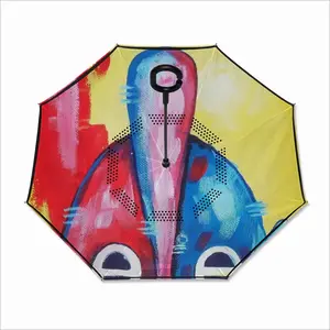 African Mask Family Reverse Umbrella