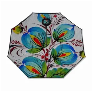 Blue Sky Flower Reverse Umbrella