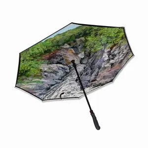 Oil Landscape Rocky Gorge With Rough River Reverse Umbrella