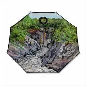 Oil Landscape Rocky Gorge With Rough River Reverse Umbrella