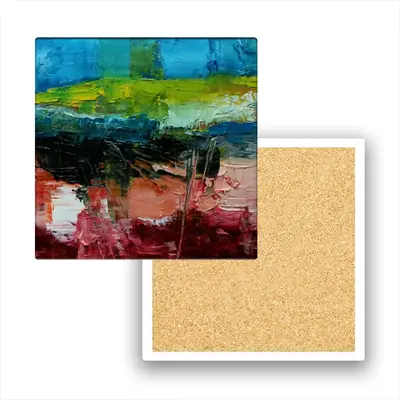 Colored Abstract Ceramic Coaster (Square)