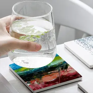 Colored Abstract Ceramic Coaster (Square)