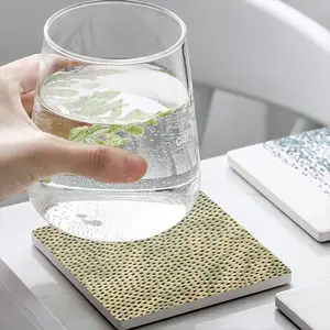 Holes Ocker Ceramic Coaster (Square)