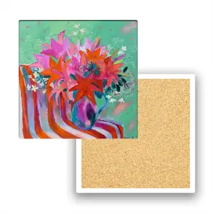 Lilies In A Vase Ceramic Coaster (Square)