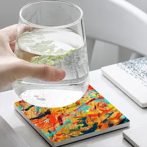 Playful Symbiosis Ceramic Coaster (Square)