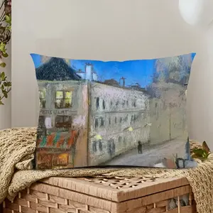 Good Night Montmatre- Paris Nocturne Polyester Pillow (Rectangle, Multi-Size)