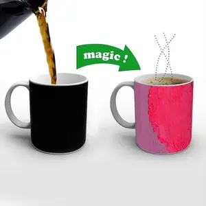 Flashy Pink Heart Heat Sensitive Color Changing Mug