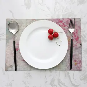 Large Peony Palette Knife Double Insulated Placemats