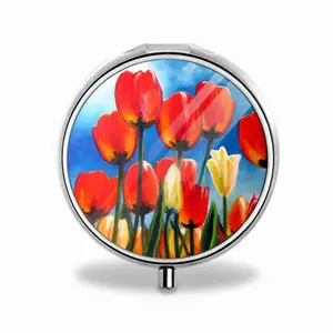 Wild Tulips On Spring Sky Portable Pill Box