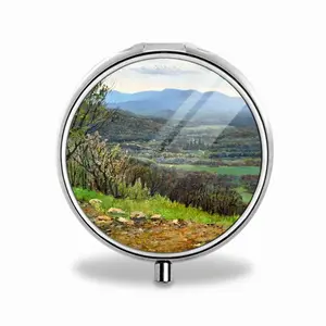 Oil Landscape Mountain Valley Portable Pill Box