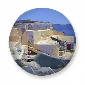 Santorini House And Cliffs In Oia Car Tire Cover