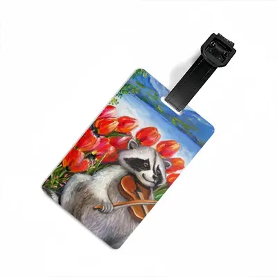 Raccoon Celebrating Spring Luggage Tag