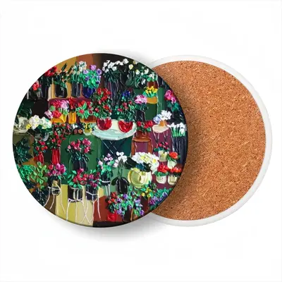 Florists Of Lyon W Ceramic Coaster (Round)