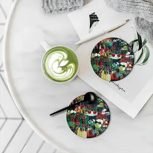 Florists Of Lyon W Ceramic Coaster (Round)