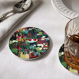 Florists Of Lyon W Ceramic Coaster (Round)