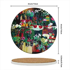 Florists Of Lyon W Ceramic Coaster (Round)