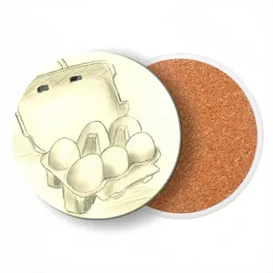 6 Eier Im Karton Six Eggs In The Cardboard Ceramic Coaster (Round)