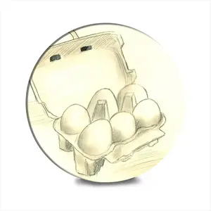 6 Eier Im Karton Six Eggs In The Cardboard Ceramic Coaster (Round)