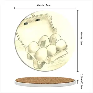 6 Eier Im Karton Six Eggs In The Cardboard Ceramic Coaster (Round)