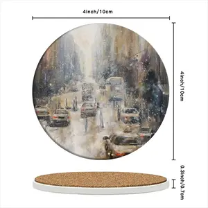 Snowy Day Ceramic Coaster (Round)